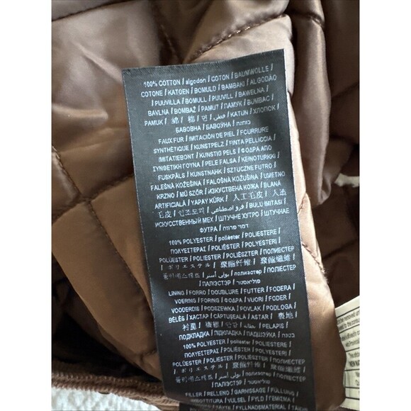 Men’s GUESS Brown Faux Fur Corduroy Snap-Button Bomber Jacket Size S - Picture 8 of 9